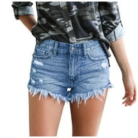 Stamzod Jean Shorts Womens Stretchy Traper High-strukske kratke hlače s ribolovim kratkim hlačama sa džepovima