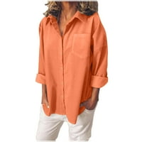 Dugih rukava, puni sheme casual moda Henley vrhovi za žene narančaste s