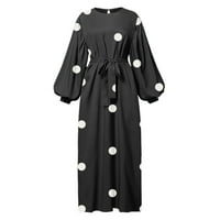 Voncos Maxi haljine za žene čišćenje - jesen zimski dugi rukav okrugli vrat modne ženske haljine za ljetnu crnu veličinu s