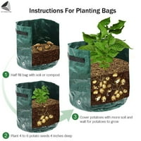 Sixtyshades Gallon Vrtne torbe za uzgoj krumpira, PE Tkanina za sadnju posude sa pristupom preklopom
