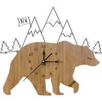 Farfi Polarni medvjeda Creative Polarni medvjed Cartoon Silent Clock Drveni zvuk Zidni sat Dnevna soba Spavaća soba Kućni ukras Zidni ukras