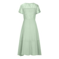 Ženske haljine izvratnicki otisak maxi suknja duga haljina šifon patchwork okrugla zelena haljina l