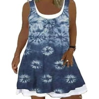 Rejlun Ladies Sundress Haljina izreza Cvjetni print Kratki mini haljini Vest za ubode za odmor XL