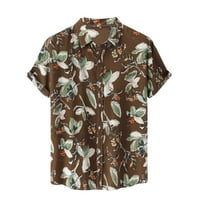 Havajska majica za muškarce majica casual bluza muški majica s kratkim rukavima niz majice smeđe boje