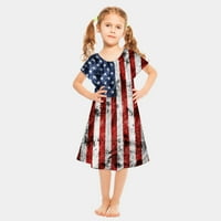 Djevojke oblače Sundress Toddler Ljetna odjeća Kid Rođendanska haljina Dječja dječja dječja Djevojka Neovisnost Dan Slatka zvijezda Press haljina kratkih rukava mornarice