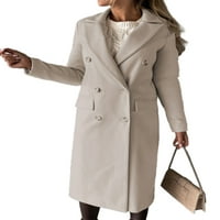 Sanviglor Women kaput dugih rukava od jakne od pune boje Kardiganski kaput Radni bej XL
