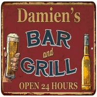 Damien's Crvena bara i grill rustikalni znak 208120045479