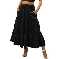 Suknje za žensku plažu ljeto nasuljevena dugačka dugačka sa džepovima suknja haljina struka ženska elastična