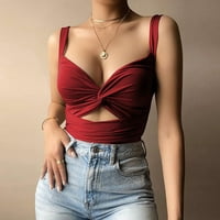 Lopecy-Sta Žene Solid Sexy Appliques bez rukava s pulovernim prslukom vrhovi prsluk vrhovi s košuljem