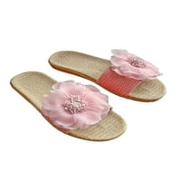 Tenmi ženske ravne sandale Ljeto slajd sandal papuče na plaži Flower Cipele Ženske ne-klizne modne slajdove ružičaste 8.5-9