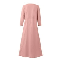 Stalne haljine za žene ženske pamučne čvrste labave duge maxi haljine s haljinom ružičaste xl
