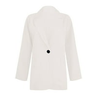 Vedolay Wemens Tops casual ženske plus veličine Elegantne Split s dugim rukavima otvorena prednja uredska jakna, bijela 4xl