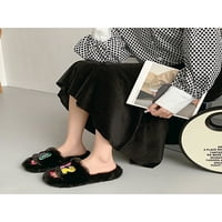 Avamo Žene Ležerne prilike za plišano obloge za plišane cipele Moda Fluffy slajdovi crni 6.5