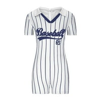 Kombinezon za žene bejzbol modni tiskani kombinezon za kratkim kratkim rukavima bijele veličine XL
