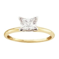 Dijamantna princeza 14kt Žuto zlato Žene Princess Diamond Solitaire Bridal Vjenčani zaručnički prsten