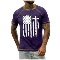 Tking modni muški majica Raglan majica retro kratkih rukava Okrugli vrat Dan za neovisnost za otklanjanje