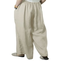 Wtpretty plus veličina m-5xl ženske pamučne pamučne pantalone široke noge hlače