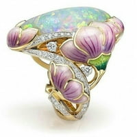 Tking modni prsten cvjetni cvjetni party ovalengagement weddernjewelry prstenegem kamen filigranski prstenovi nakit obojeni kamen Opal