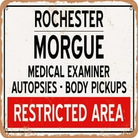 Metalni znak - mrtvačnica Rochester za Noć vještica - Vintage Rusty izgled