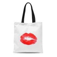 Platno tota torba ružičasta crvena ruž za ruž poljubac na realističnom tragovu usna izdržljiva torba