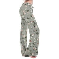 Dyegold široke pantalone za noge za žene cvjetne tiske elastične hlače sa visokim strukom udobno rastezanje