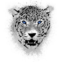 Bijeli tigar s plavim očima i bojama za boju Djevojke bijeli grafički tee - Dizajn ljudi XS