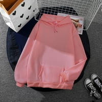 Duks za žene Ženska ležerna punog gornjeg dugih rukava sa dugim rukavima dukserice sa džepom Pink XL