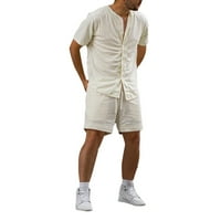 Odijela za muškarce Čvrsta boja V-izrez kratki rukav i kratke hlače Modni ležerni ljetni modni lobanje