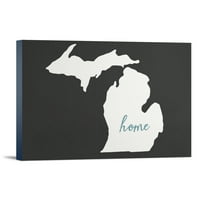 Michigan, kućna država, bijela i plava na ugljenu