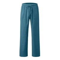 Traperice za muškarce muške casual čvrste pantne pantne pantne duljine labavi pant gumb džepni nacrt ležerne modne hlače pantalone, ležerne hlače nebesko plavo + l