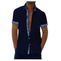 Zermoge Muns Thirt Bluzes Clearence Plus Veličina Muška ležerna kratka rukava manžetna kontrastna košulja košulja za bluza ovratnik