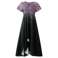 Maxi haljina za žene plus veličine V rect bez rukava A-line cvjetne haljine Dressy Casual Pleated Formalno