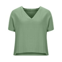 Zunfeo T majice za žene - ležerne čvrste posade izrez kratkih rukava labave vrhove Bluze Green M