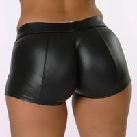 Wozhidaoke kratke hlače za ženske hlače gamaše visoko čvrste ženske struke modne kože crne kratke hlače
