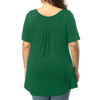 Ženske vrhove Žene Veliki labavi čvrsti boja V rect kratki rukav majica T-majice Top Green XL