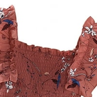 Djevojke ruffle bez rukava u kvadratnom vratu cvjetna ljuljačka midi haljina 4- godine
