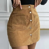 Ženske suknje i haljine Modni ženski gumb patentni zatvarač sa visokim strukom čvrsto čvrsti džep retro