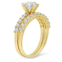 1. CT okrugli rezan originalni kultivirani dijamant VS1-VS I-J 14K Žuti zlatni angažman vjenčani mladenki dizajner prsten BW set w kristalna strana kamenja veličine 10.5