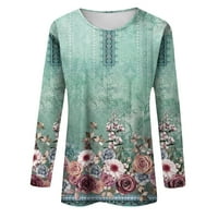 Fragarn dugih rukava vrhovi Dressy Casual Comfy Loase Slatka trendi majica za majicu Floral tiskane