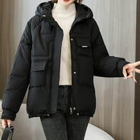 Ženske obrezane jakna na puffer naveli su čvrsti boju kratki natečeni zimski kaputi zatvaraju kapuljač