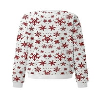 Hirigin ženske dukseve božićni tisak casual dugih rukava pulover okruglog vrata pulover na vrhu Streetwear