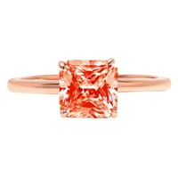 2. CT Sjajan momak simulirani crveni dijamant 14k Rose Gold Solitaire prsten SZ 10.5