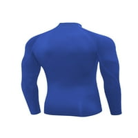 Voguele Muškarci Sport majica Tors s dugim rukavima Kompresijske košulje s dugim rukavima Trčanje mišićne majice Stretch Tee Blue 2XL