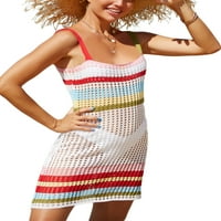 Poklopac kupaćim kosiju za žene, V izrez izručuju plivanje CoverUp Crochet Summer Beach Pokrijte haljinu