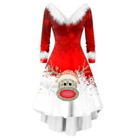 Gotyou ženske modne božićne plišane neregularne haljine s dugim rukavima Khaki XL