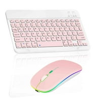 Punjiva Bluetooth tastatura i miš Combo Ultra Slim za Xiaomi Mi Pro i All Bluetooth omogućeno Android PC-Baby Pink tastatura sa bebi ružičastim RGB LED miš