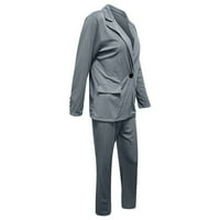 Lagana prozračna ženska dvostrana odijelo set Poslovni poslovni gumb s dugim rukavima Svečana jakna