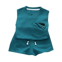 Toddler Boys Outfits Solid Boja bez rukava za bez rukava Proljeće Ljetne hlače postavlja dječju odjeću