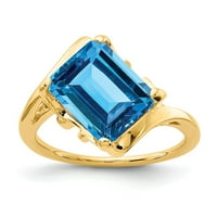 Čvrsta 14k žuto zlato 10x smaragdno rezanje plave topaz zaručničke prstene veličine 5