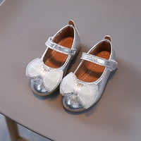 DMQupv Velike dječje čizme Veličine Djevojke Ležerne cipele Mogućni šljokice Luk lagana haljina cipele za cipele za mališane cipele srebro 11.5